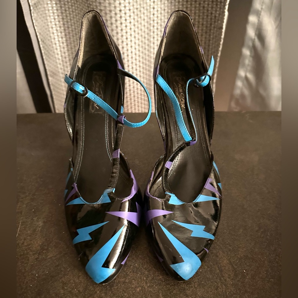 Blue Retro Lightning Bolt Stilettos